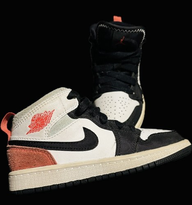 #ad Nike Air Jordan 1 Mid SE PS Red Black Igloo BOYS Size 11c Excellent Condition $49.99