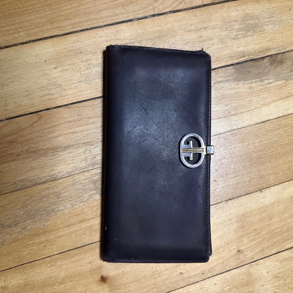 Gucci Vintage Brown Leather Envelope Wallet Clutch Made in Italy - Image 2 of 4