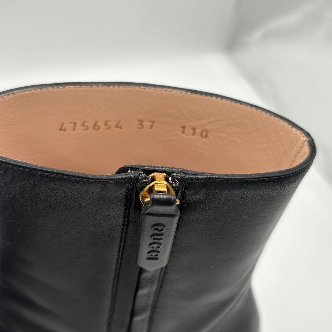 GUCCI Boots Heel Sherry Line Leather Black EU37/US7 116480c thumbnail 10