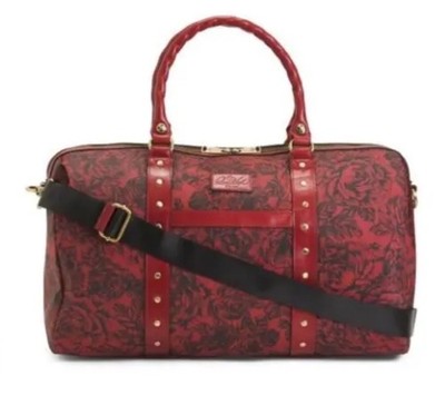 Patricia Nash CO MILANO Etch Rose Coated Canvas Leather Trim Zip Duffle Bag New