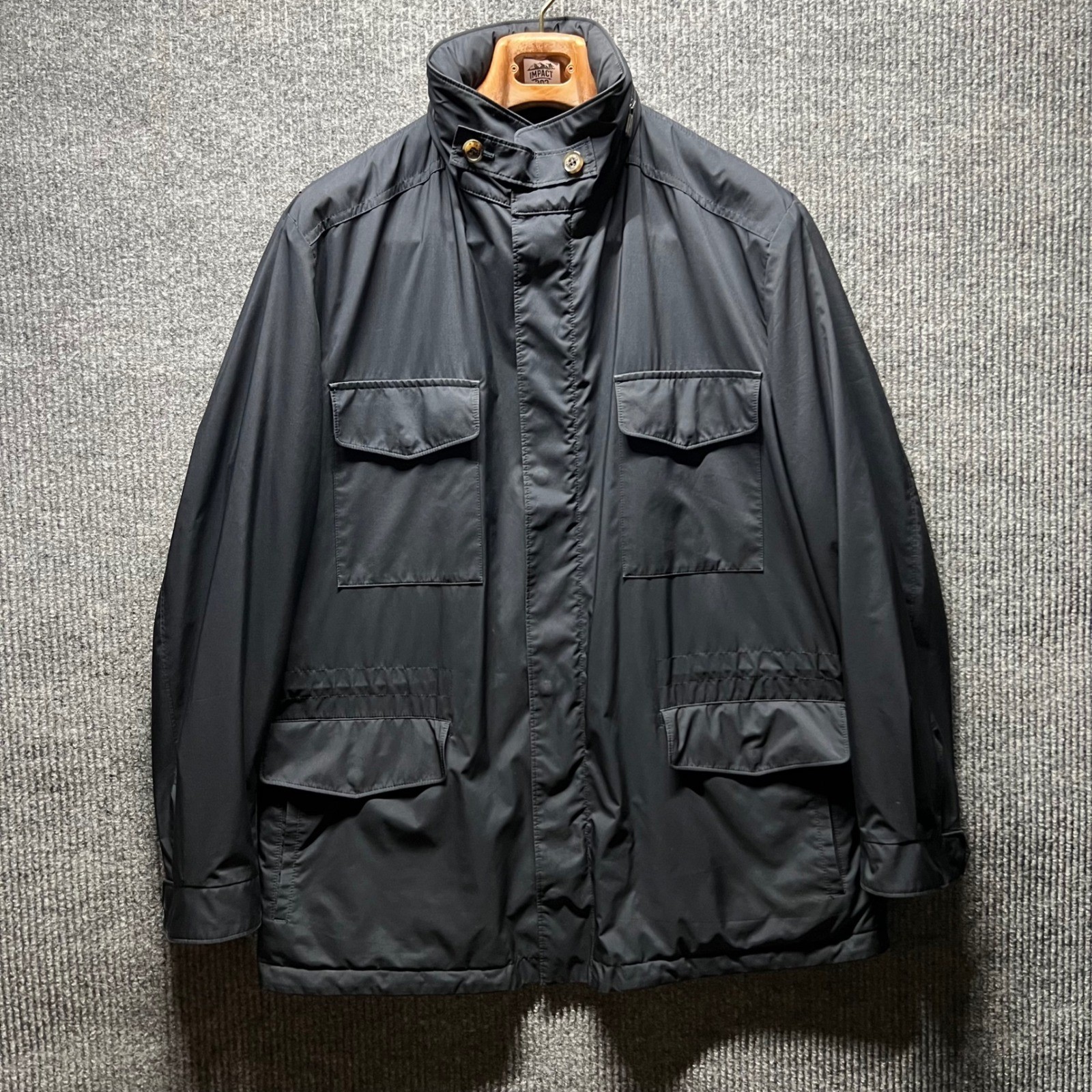 Loro Piana Men's Black Cashmere-Lined Traveller Field Jacket 50