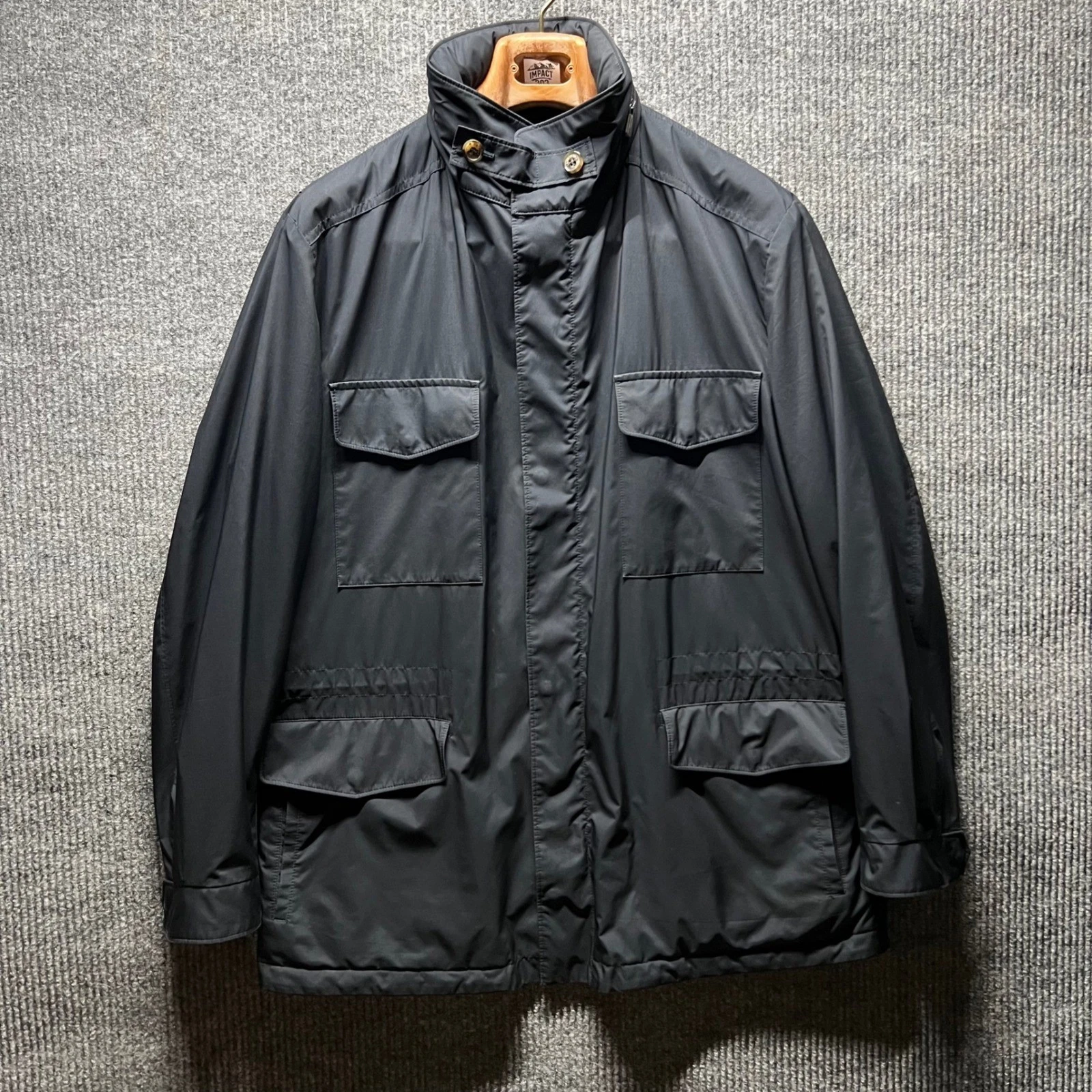 Loro Piana Traveller Field Jacket Mens 50 Black Cashmere Lined Storm System