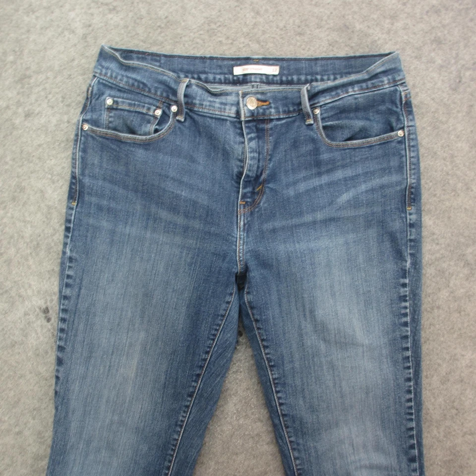 Levis 505 Straight Jeans Womens 12 Long Blue Medium Wash Denim Stretch Classic - Image 2 of 4