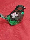 Vtg Fenton Iridescent Hand Painted Bird Figurine Signed
