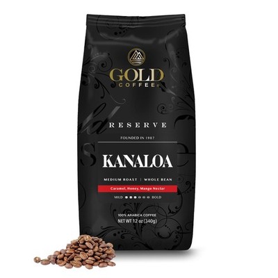 Gold Coffee Kanaloa Premium House Blend Medium Roast Whole Bean 12 oz