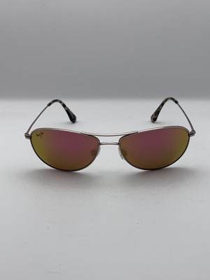 Maui Jim Sunglasses MJ-245-16R Womens Silver Aviator Pink Mirrored Japan