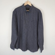 Banana Republic Men's Slim Coated Chambray Shirt Blue Long Sleeves Size XXL