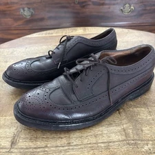 Vtg Heavy Wingtip V Cleat Oxfords Florsheim Imperial 8.5 C Brown Rockabilly