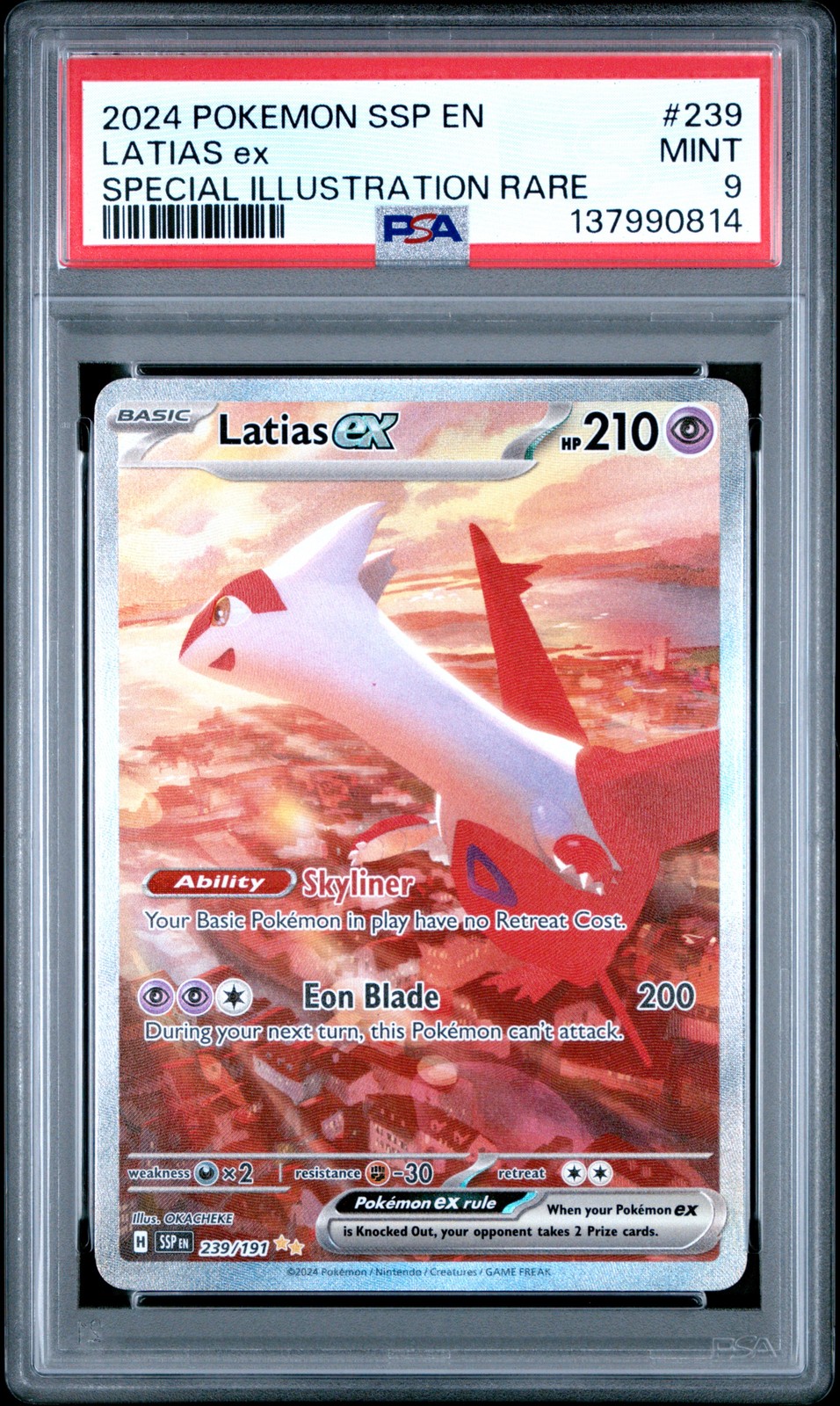 2024 POKEMON SSP EN-SURGING SPARKS SPECIAL ILLUSTRATION RARE LATIAS EX PSA 9