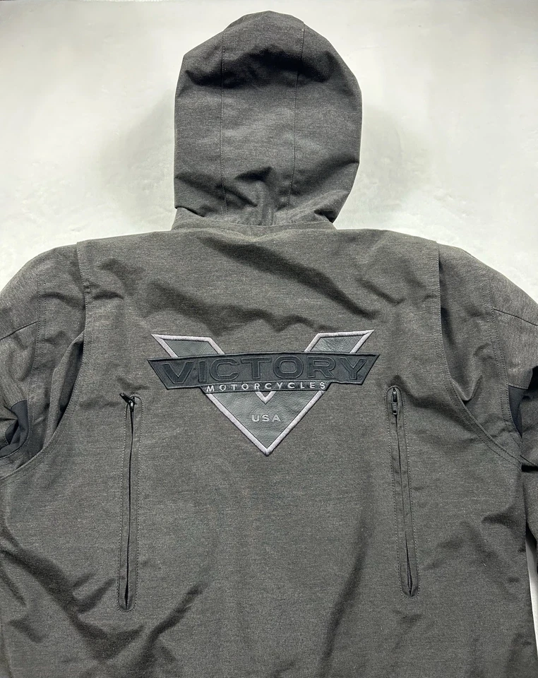 Victory Motorcycles Mens Medium Riding Jacket Dark Gray Padded Hooded *Pls Read* - Image 2 of 4