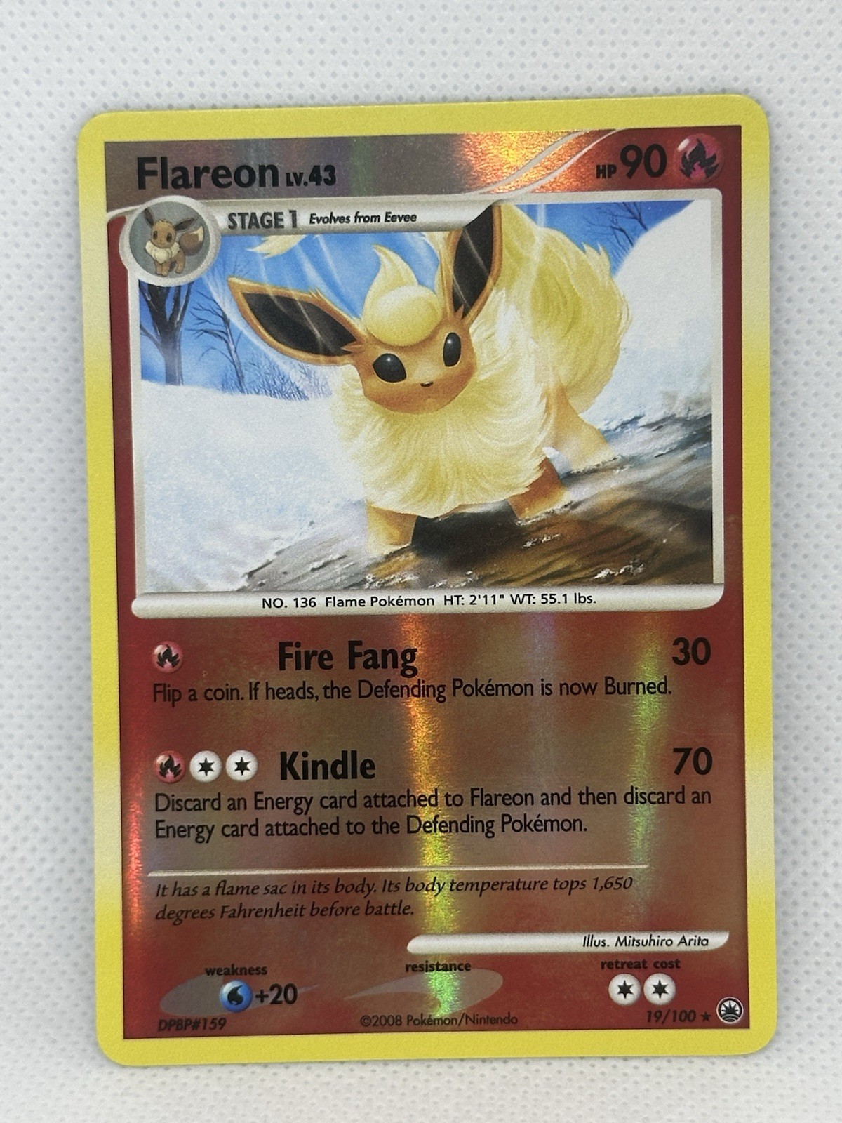 Flareon 19/100 Reverse Holo Majestic Dawn Pokemon 2008 LP/NM