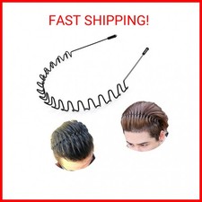 bodbop Metal Hair Band for Men Headband Women Bands Unisex Black Wavy Spring Out