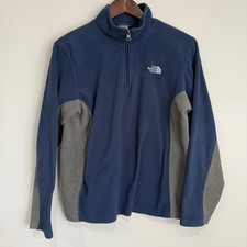 NORTH FACE Boys XL 18/20 Navy Blue Gray Fleece 1/4 Zip Long Sleeve Pullover C14