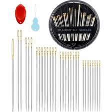30-Count Sewing Needles Set Stainless Steel Assorted Sizes Hand Embroidery Qu...