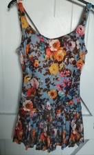 GORGEOUS VINTAGE 60's ROCKABILLY FLORAL SKIRTED SWIMSUIT 12