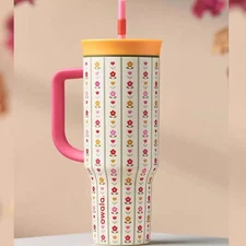 Owala 40oz Tumbler Flower Crown Color Drop FreeSip Water Bottle Mother’sDay Gift