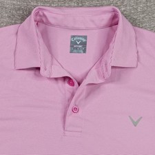 Callaway Opti-Dri Polo Shirt Mens Large Pink Stripe Golf Short Sleeve