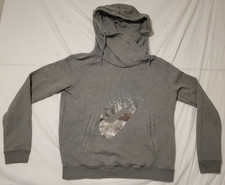 Nike Womens Large Hoodie Pullover Funnel Neck Kangaroo Pocket Gray Logo