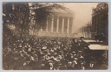 Paris France, Crowds to see President Wilson, Vintage RPPC Real Photo Postcard
