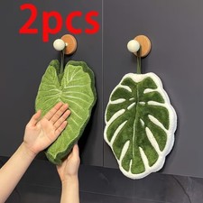 2PCS Leaf Shape Microfiber Hand Towels Hanging Kitchen Bathroom Towels Free Ship