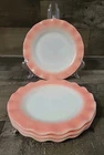 Lot Of 4 Vtg Hazel Atlas Glass Pink Ripple 7" Salad Dessert Plates Crinoline