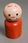 Vintage Fisher Price Little People Straight-Sided Red Wood Boy