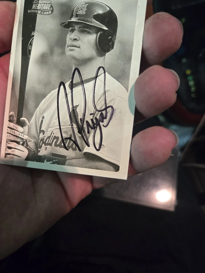 Tarjeta de novato Cardinals 2001 Bowman Heritage Albert Pujols #351 (RC) autografiada Foto 3 de 4