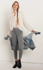 Anthropologie Pilcro High-Rise Button-Fly Skinny Corduroy Pants Size 28 Gray