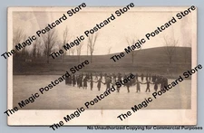Circling of People on Pond Ice RPPC Danebod Minnesota Danish-American Photo 10s