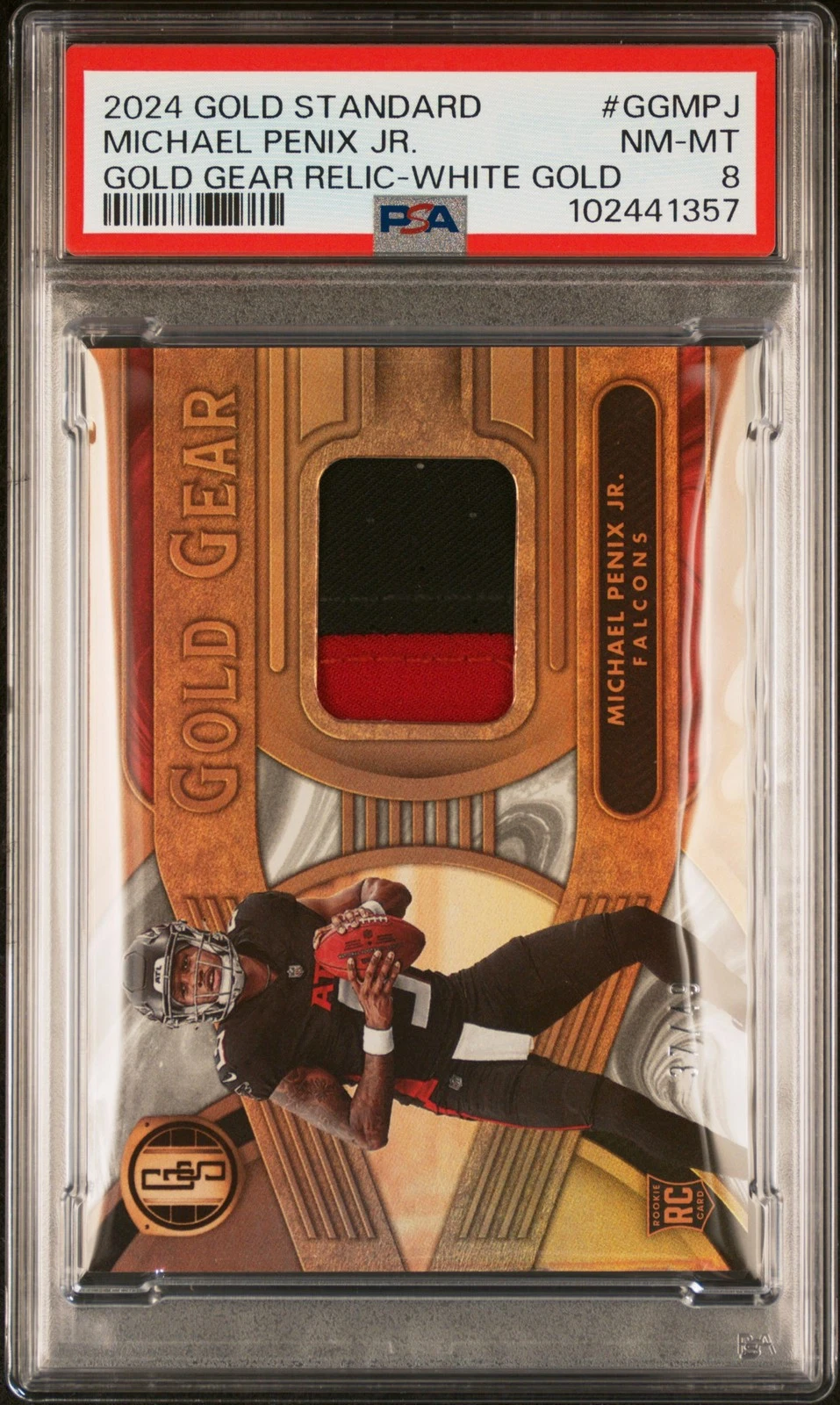 Michael Penix Panini Gold Standard Gold Gear Relics #GGMPJ White Gold