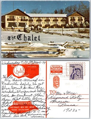 Chalet Resort Lodge Winter Snow Little Switzerland North Carolina Postcard