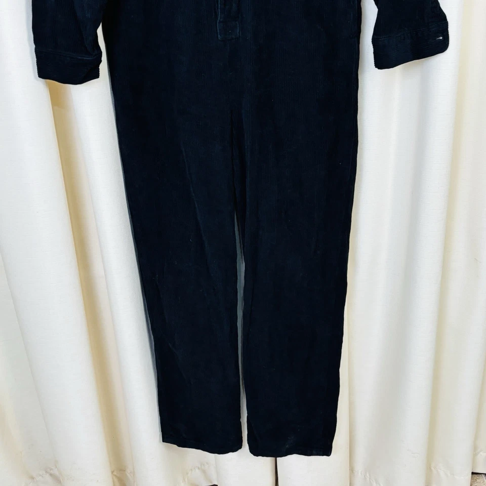Baserange Womens Boiler Suit Jumpsuit Black Corduroy Long Sleeve Size M - image 3 of 4