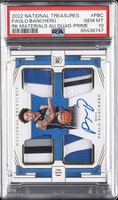 2022 NATIONAL TREASURES RC MATERIALS AUTOS QUAD #PBC PAOLO BANCHERO 19/25 PSA 10