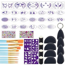 53Pcs Face Paint Stencils Kit,Reusable Body Facial Painting Art Templates for...