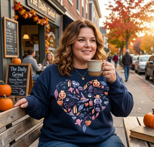 Halloween Fall Autumn Witch Leaves Pumpkin Heart Ghost Boo Watercolor Comfort Cr