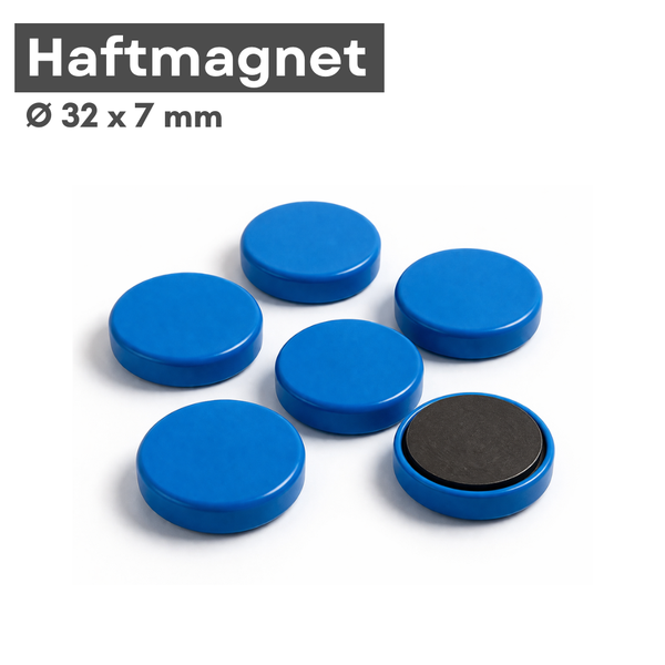 6X Haftmagnet Ø32X7Mm Blau Ferrit Magnet Stark Whiteboard KüHlschrank-image