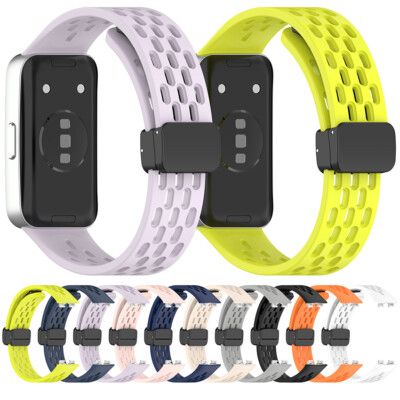 Folding Buckle Silicone Watch Strap for HUAWEI Band 10/10 NFC/9/9 NFC/8/8 NFC