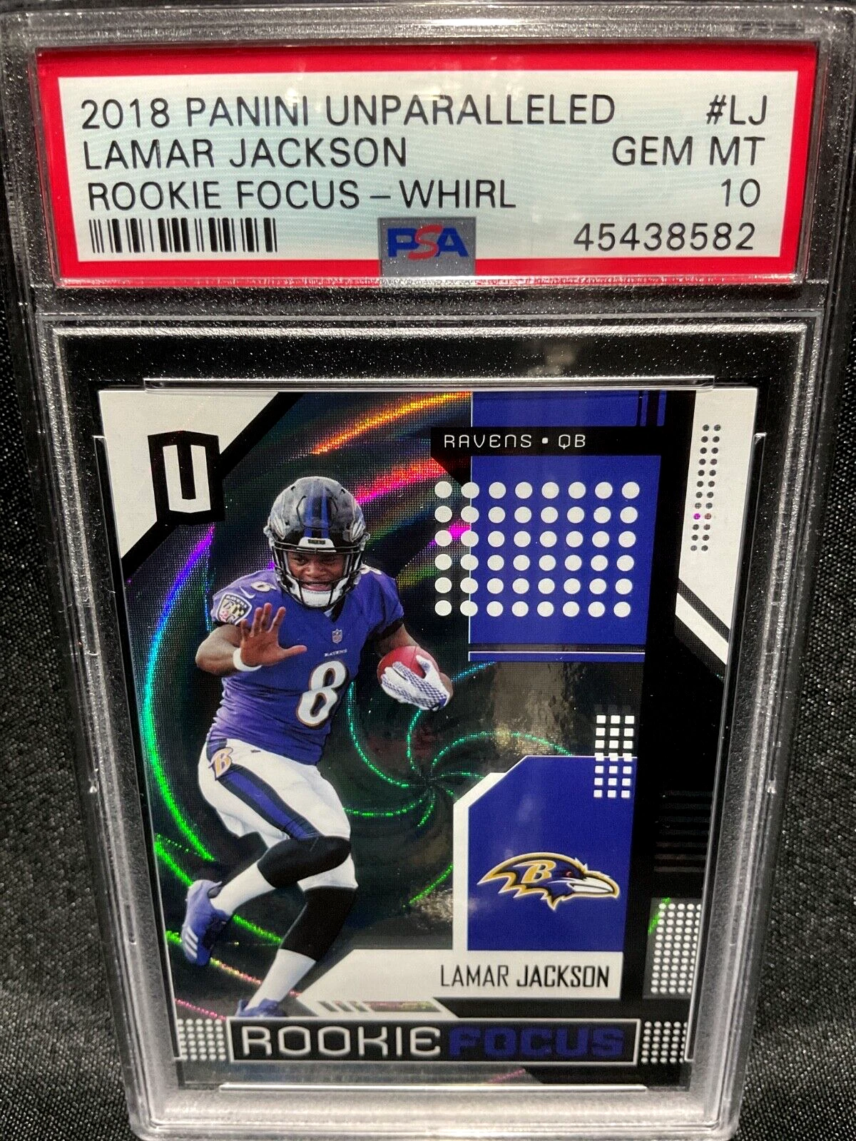 Lamar Jackson Panini Unparalleled Rookie Focus #LJ Whirl