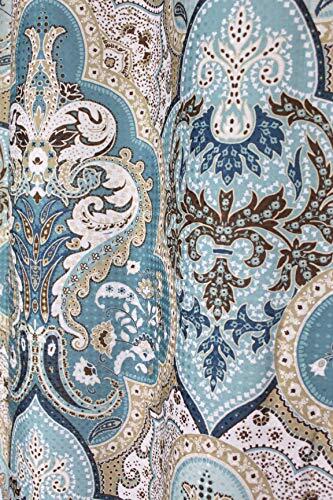 Hotel Quality Fabric Bathroom Shower Curtain: - Blue and Brown (72 x Bohemian - Bild 5 von 6