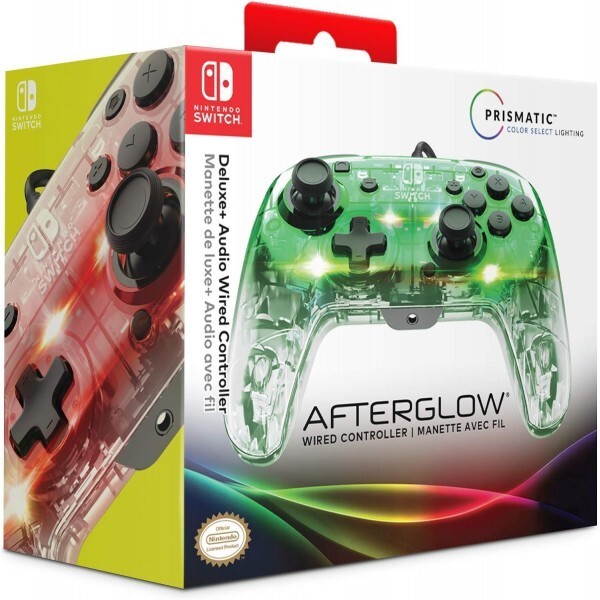 Manette filaire PDP Afterglow Switch avec LED Prismatique lumineuse ajustable