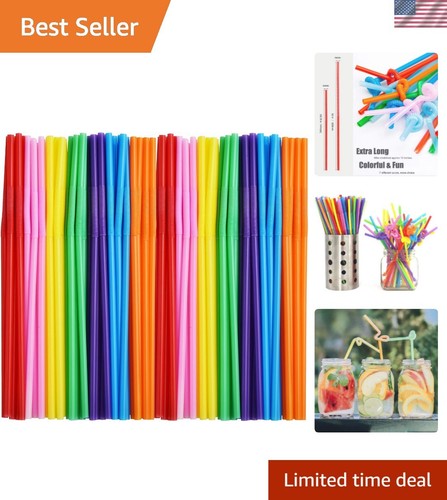 100pcs Assorted Colored Plastic Disposable Drinking Straws, 10.2 inch Long Be...