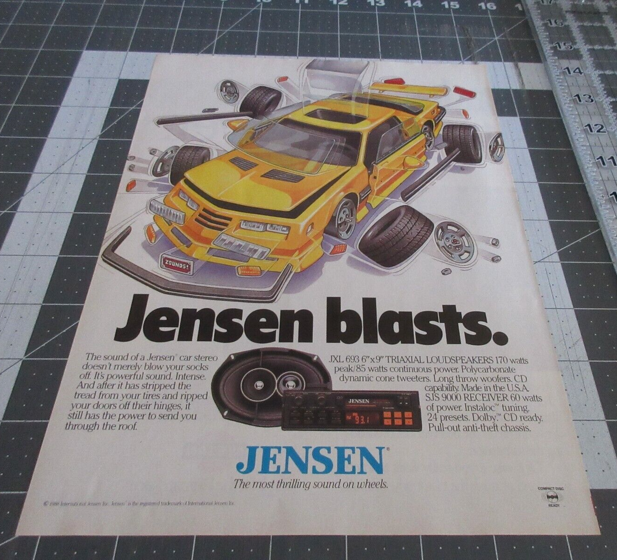 1988 Jensen Blasts, JXL 693 Speakers, Car Stereo, Vintage Print Ad