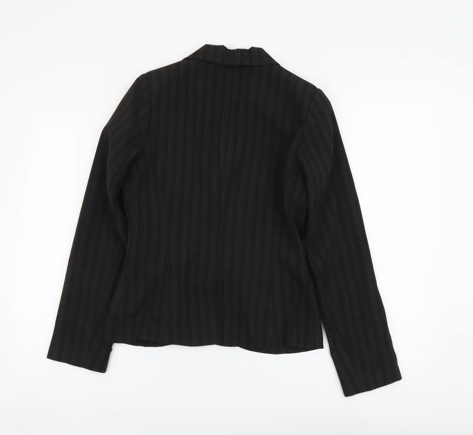 New Look Womens Brown Striped Polyester Blend Blazer Size 10 - Image 2 of 4