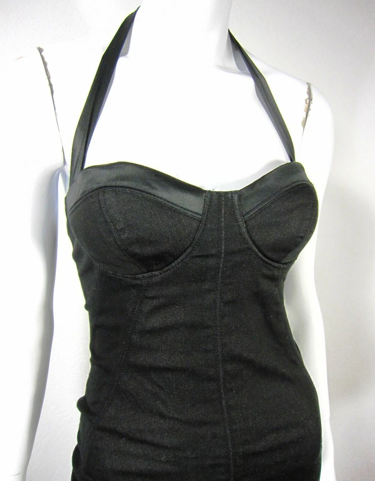 MARCIANO SLEEVELESS HALTER OPEN BACK DRESS SIZE 0 SOLID BLACK COCKTAIL - Image 3 of 4
