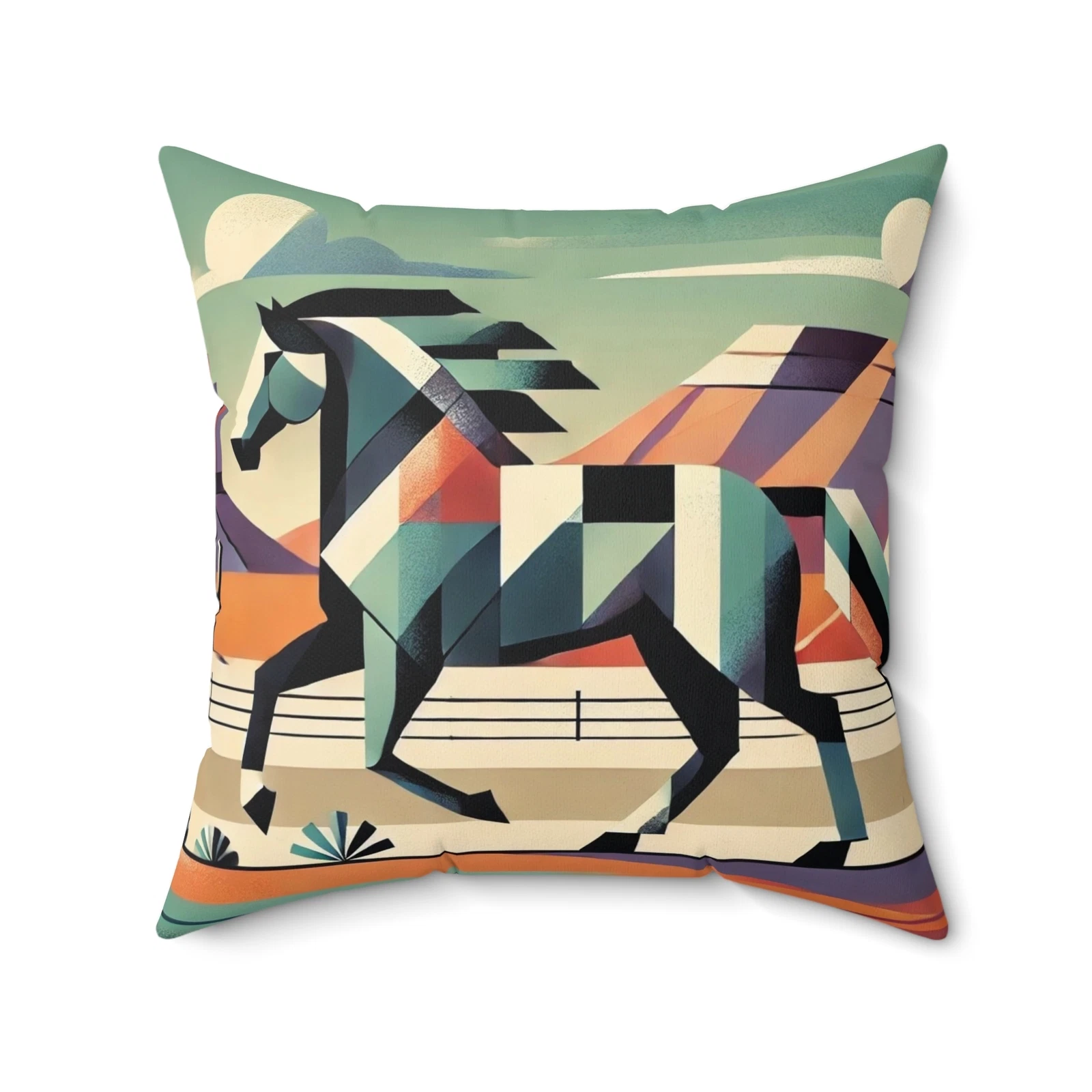Square Pillow Modern Cubist Southwestern Horse Design Unique Housewarming Gift
