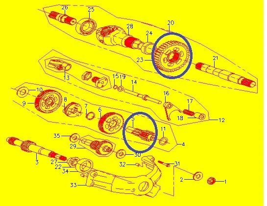 EJE INTERMEDIO+CORONA DIFERENCIAL+ JUNTA GSMOON 260-MIDDLE SHAFT COMP - Imagen 4 de 4