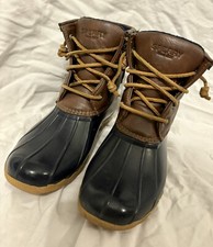 Sperry Saltwater Boots Girls Size 4M Brown And Blue