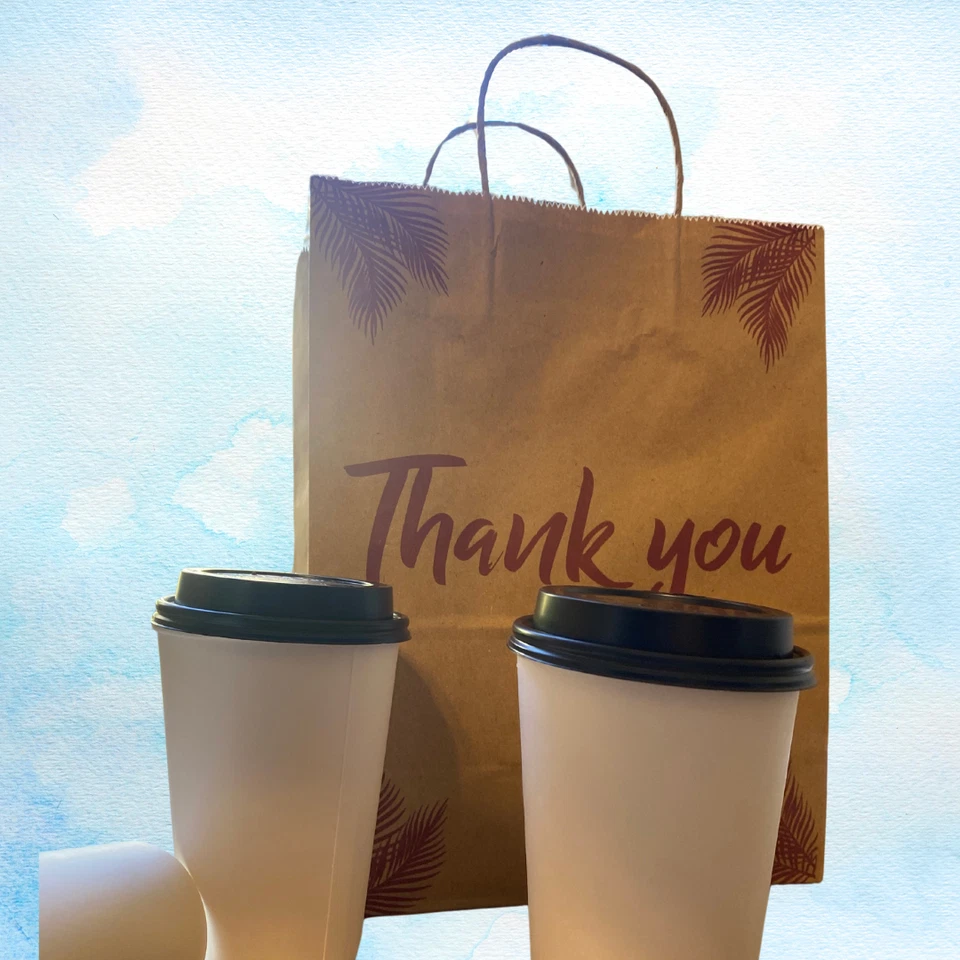 10" x 5" x 13 Natural Kraft Paper (THAN YOU) Shopping Bag with Handles - 50/Case - Image 4 of 4