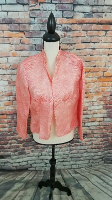 NWOT Silvia Heisel RTW Charleston Pink Animal Print SILK Bolero Shrug Jacket 10