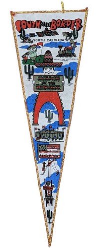 VTG 80s South of the Border Carolina Amigoland Mexico Railroad Pennant 26 In - Picture 2 of 6
